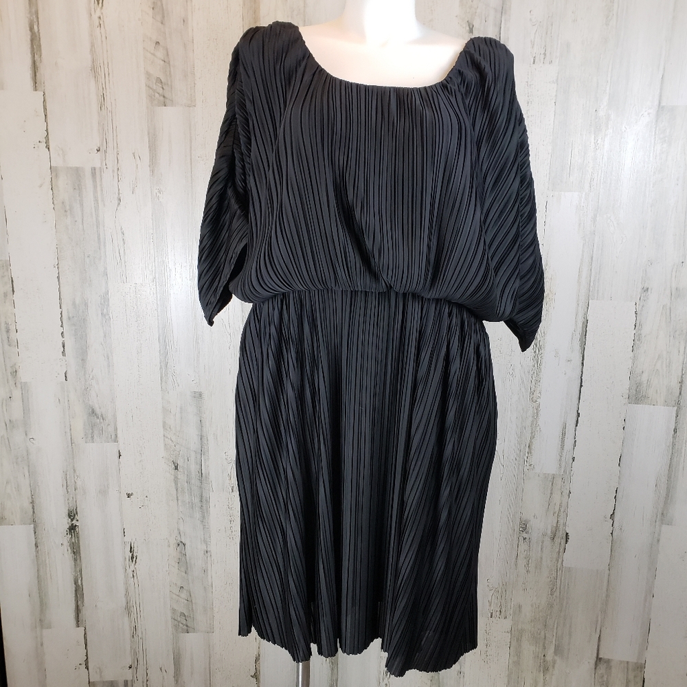 Eshakti Black Plisse Pleated Dress Sz 4X